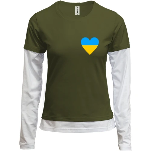 Женский лонгслив Комби с украинским сердцем