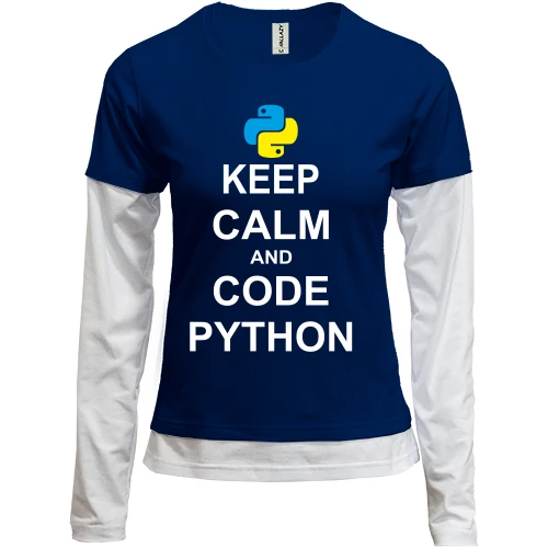 Женский лонгслив Комби Keep calm and code python