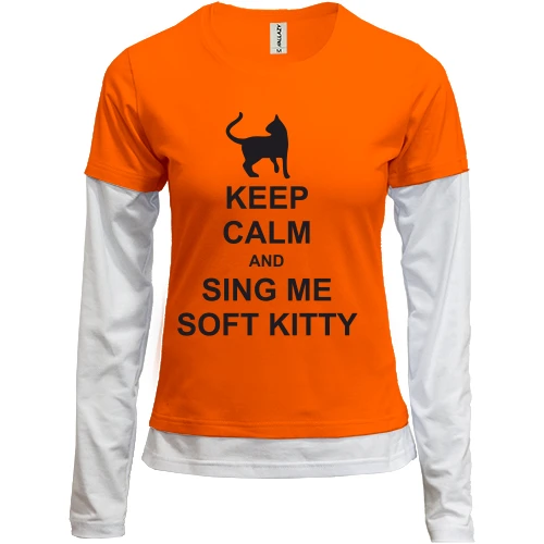 Женский лонгслив Комби Keep calm and song me Soft Kitty