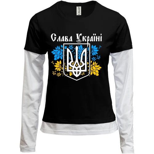 Женский лонгслив Комби Слава Украине с гербом