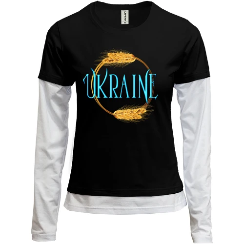 Женский лонгслив Комби Ukraine (кольцо из колосков)