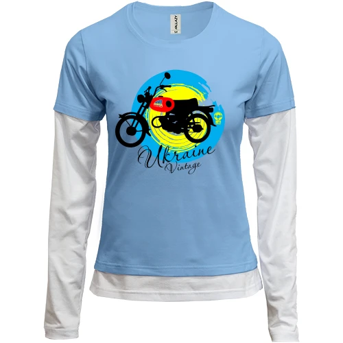 Женский лонгслив Комби Ukraine Vintage (мопед Карпаты)