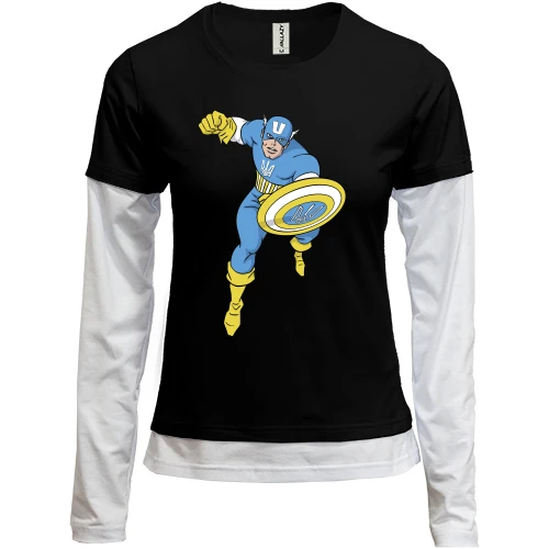 Жіночий лонгслів Комбі, чорний, Captain Ukraine