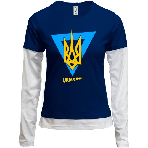 Жіночий лонгслів Комбі, синій, Ukrman Style