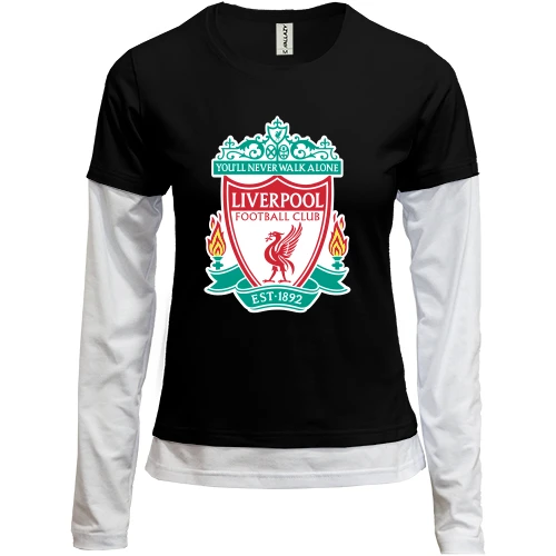 Жіночий лонгслів Комбі, Чорний, з кольоровою емблемою Liverpool