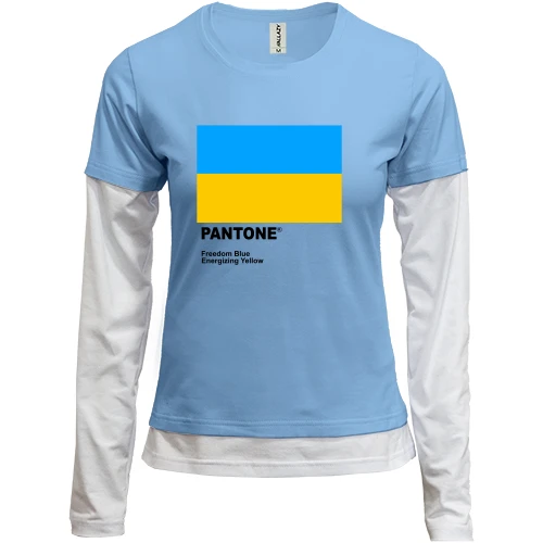 Женский лонгслив Комби PANTONE Freedom blue, energizing yellow
