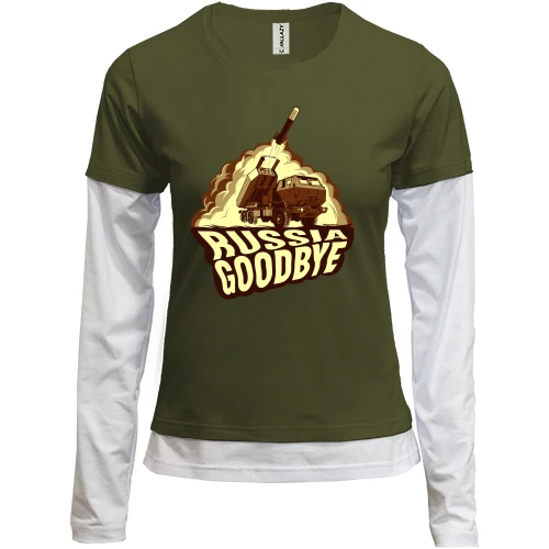 Женский лонгслив Комби, Хаки, HIMARS - russia goodbye