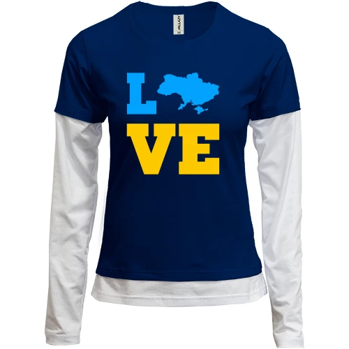 Женский лонгслив Комби LOVE с мапой Украины