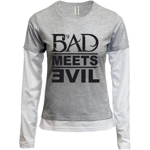 Женский лонгслив Комби, синий, Bad Meets Evil