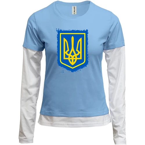 Женский лонгслив Комби с гербом Украины (2) АРТ