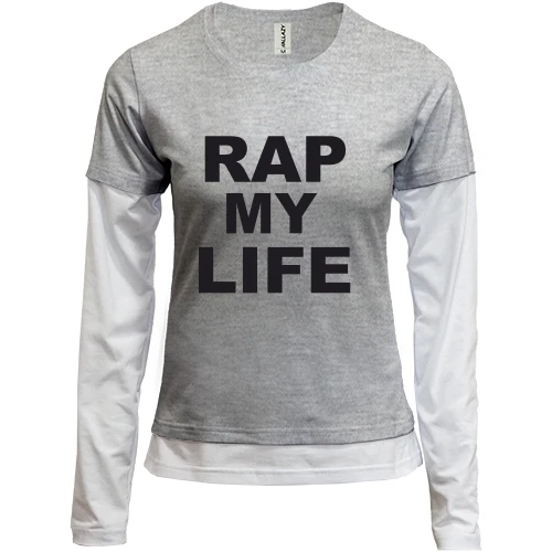 Женский лонгслив Комби, синий, Rap my life