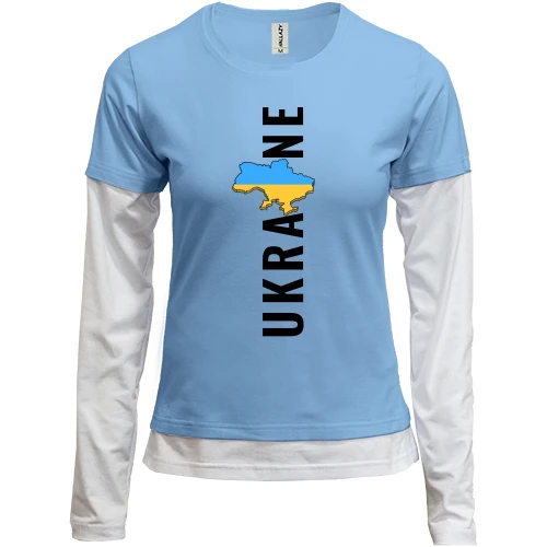 Женский лонгслив Комби Ukraine (надпись с картой)
