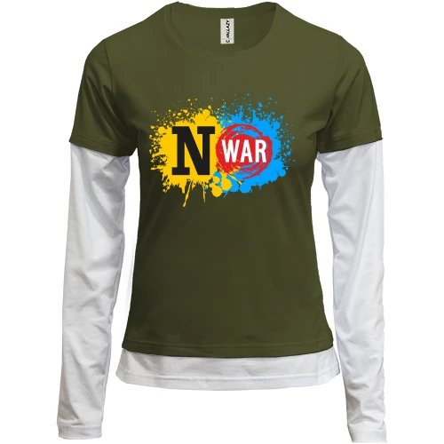 Женский лонгслив Комби No War с жёлто-синими брызгами