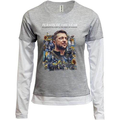Женский лонгслив Комби Volodymyr Zelensky - The Spirit of Ukraine