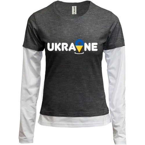 Женский лонгслив Комби с принтом "Локация Украина"