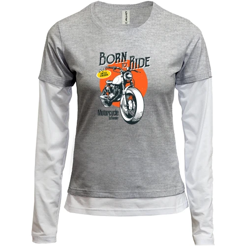 Женский лонгслив Комби с винтажным мото "Born to Ride"