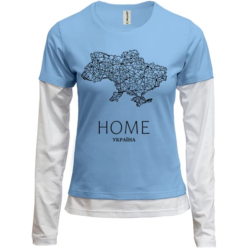 Женский лонгслив Комби с картой Украины "Home"