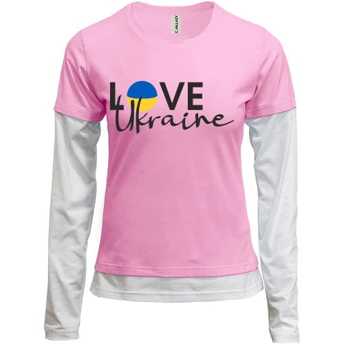 Женский лонгслив Комби LOVE Ukraine с флагом