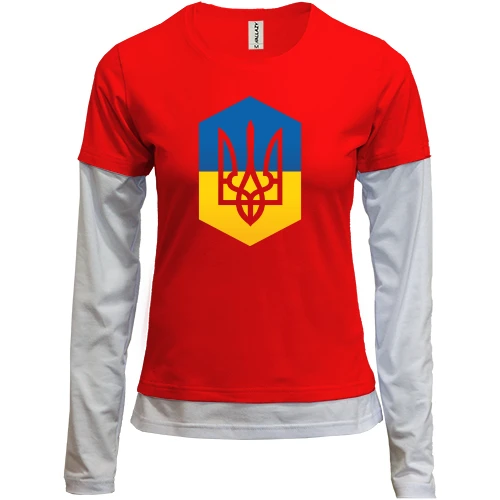 Женский лонгслив Комби с Тризубом на фоне флага