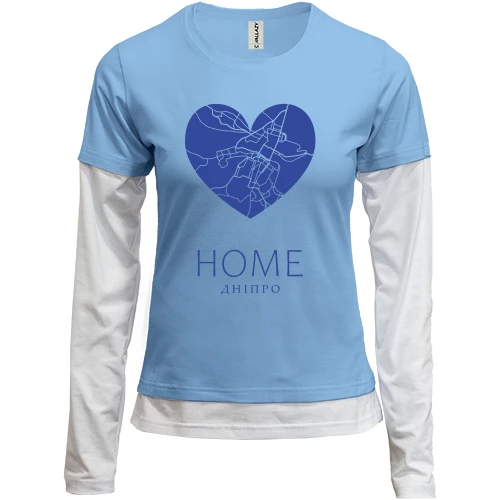 Женский лонгслив Комби с сердцем "Home Днепр"