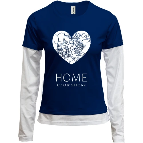 Женский лонгслив Комби с сердцем "Home Славянск"
