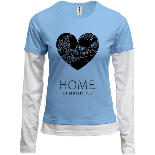 Женский лонгслив Комби с сердцем "Home Кривой Рог"