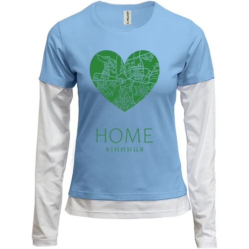 Женский лонгслив Комби с сердцем "Home Винница"