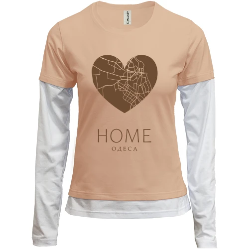 Женский лонгслив Комби с сердцем "Home Одесса"