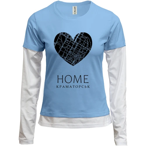 Женский лонгслив Комби с сердцем "Home Краматорск"