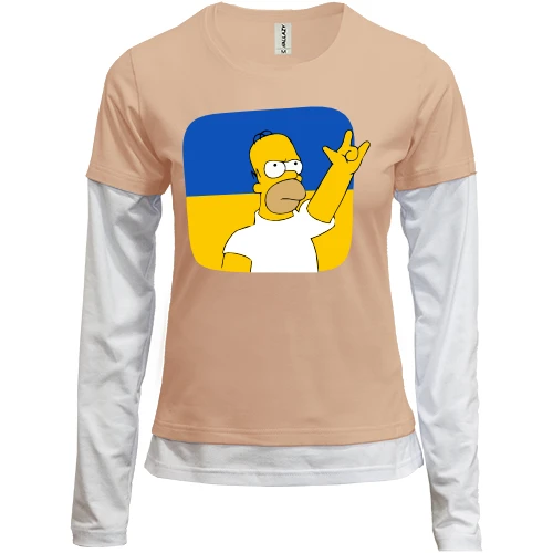 Женский лонгслив Комби "Гомер - Украина - рок-н-рол"