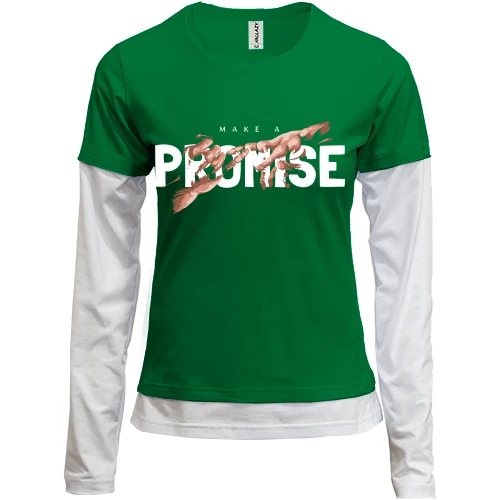 Женский лонгслив Комби с принтом "Make a promise"