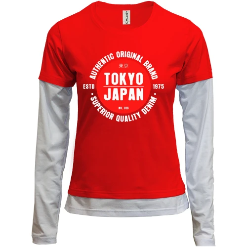 Женский лонгслив Комби с принтом "Tokyo I Japan"