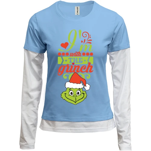 Женский лонгслив Комби с Гринчем "i`m with the Grinch"