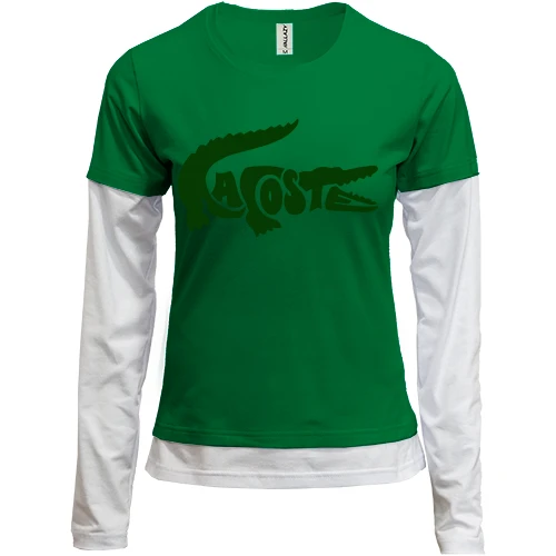 Женский лонгслив Комби со стилизованным лого "Lacoste"