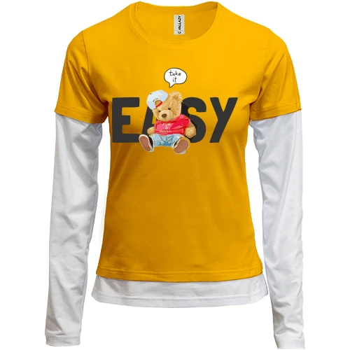 Женский лонгслив Комби, желтый, "Easy"