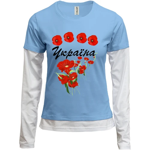 Женский лонгслив Комби с маками "Ukraine"