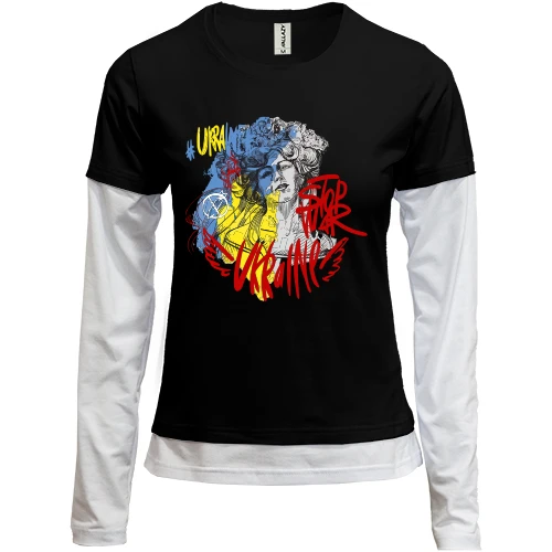 Женский лонгслив Комби "Stop war Ukraine"