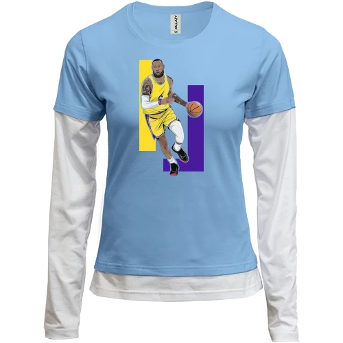 Женский лонгслив Комби, синий, с Леброн Джеймс (LeBron James)