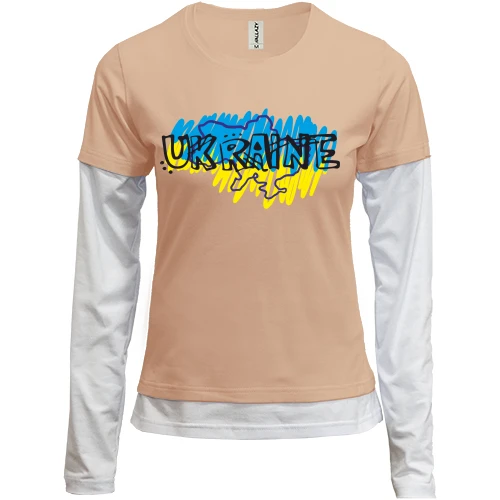 Женский лонгслив Комби "Ukraine" в рисованном стиле