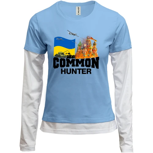 Женский лонгслив Комби Common Hunter с горящей Москвой