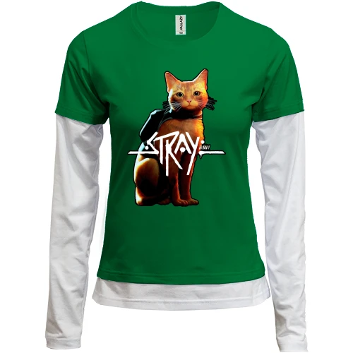 Женский лонгслив Комби с кошкой "Stray"