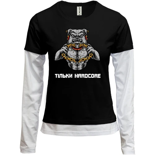 Женский лонгслив Комби с яростным псом "Только hardcore"