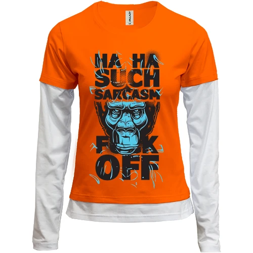 Женский лонгслив Комби с обезьяной "such sarcasm"