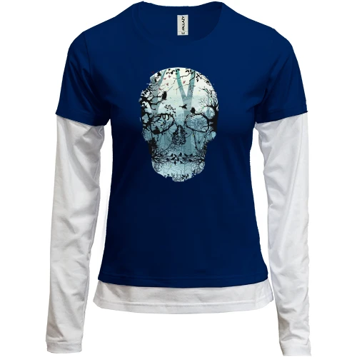 Женский лонгслив Комби "Forest Skull"
