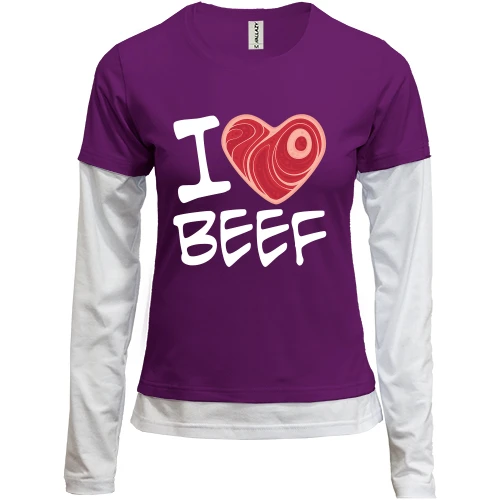 Женский лонгслив Комби "I love Beef"