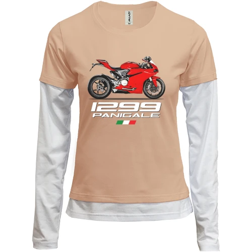 Женский лонгслив Комби с мотоциклом "Ducati1299 Panigale"