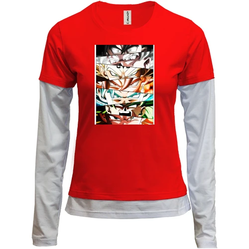 Жіночий лонгслів Комбі, червоний, "Dragon Ball Eyes"
