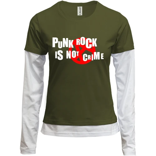 Женский лонгслив Комби, черный, Punk rock is not crime