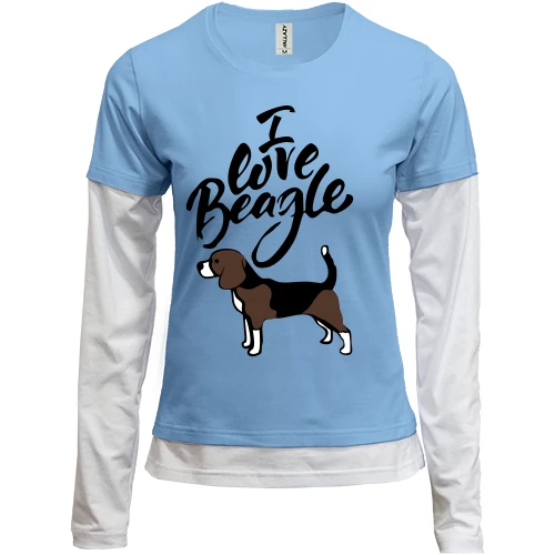 Женский лонгслив Комби I love my beagle