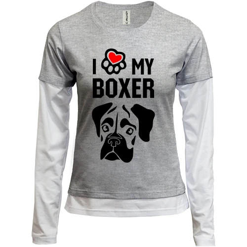 Женский лонгслив Комби I love my boxer